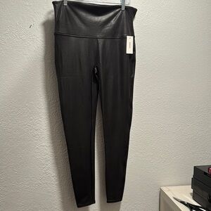 SPANX Black High-Waisted Faux Leather Leggings